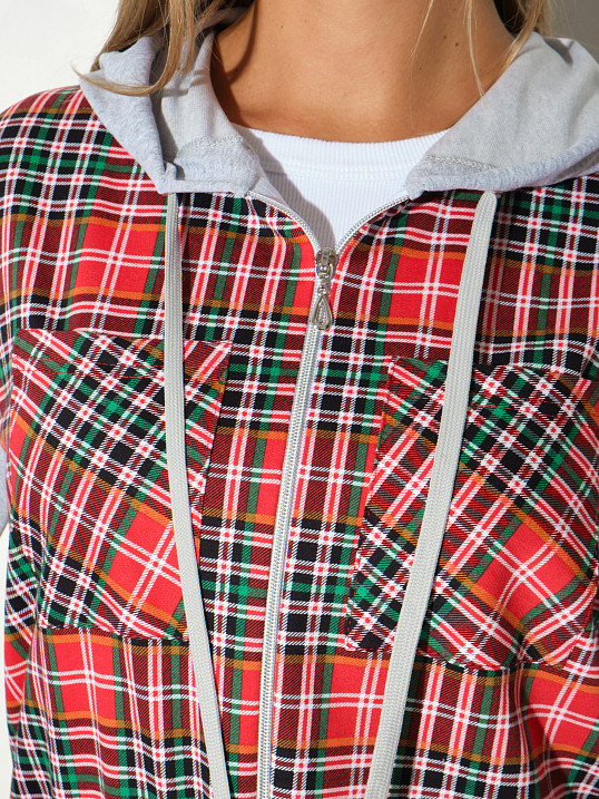 Рубашка жен. Гармония красная/клетка