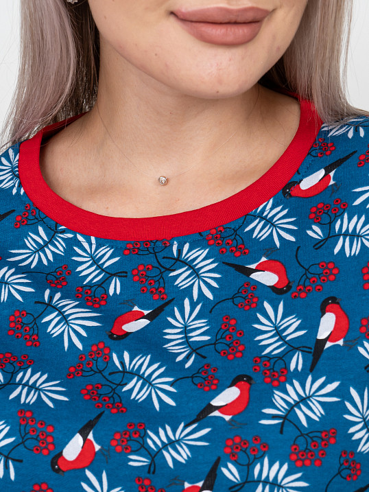 Пижама Уют синий/снегири