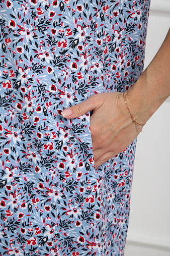 Халат Лотос набивка голубой/цветок