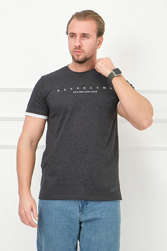 Футболка мужская Респект антрацит/меланж