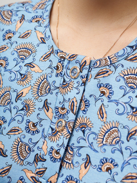 Футболка женская Планка голубой/соцветие