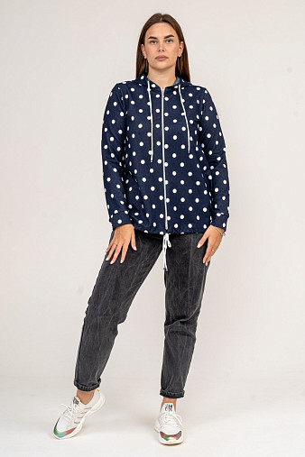 Толстовка женская Мираж футер т.синий/горох