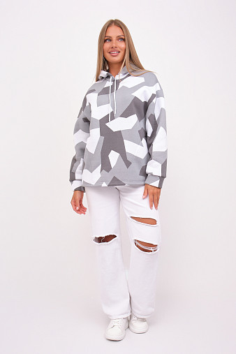 Толстовка жен. Геометрия 3-х нитка начес серый