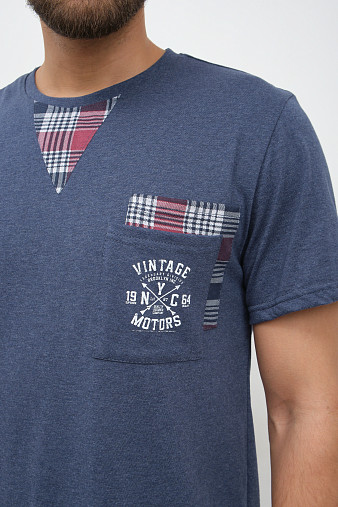 Пижама мужская Олимп кор.рукав бордо/клетка