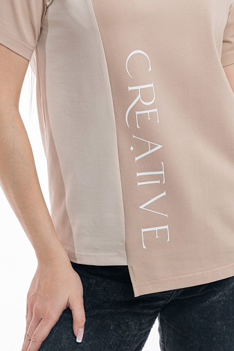 Футболка женская Креатив таба/бежевый