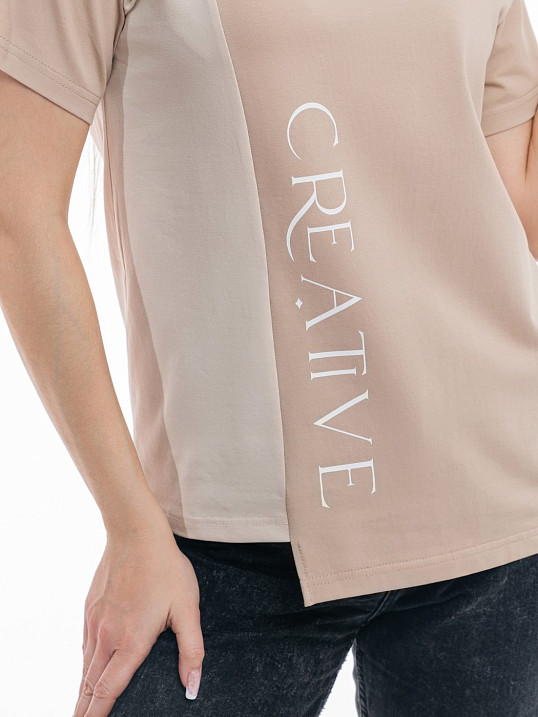 Футболка женская Креатив таба/бежевый