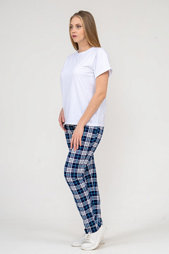 Брюки Силуэт сине-голубой/клетка