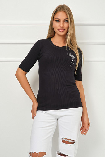 Лонгслив женский Вираж лапша черный