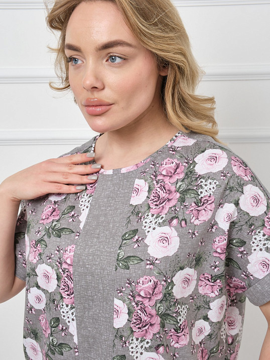 Костюм Моника серый/цветы