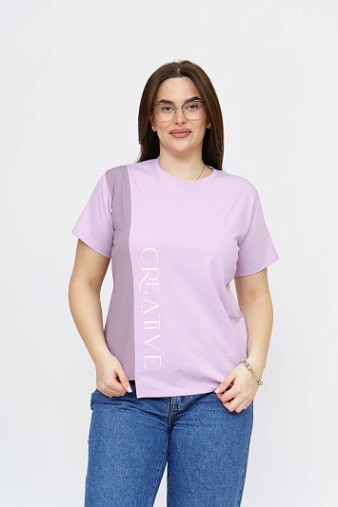 Футболка женская Креатив лаванда/корица