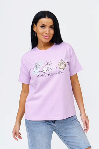 Футболка женская Смайл лаванда