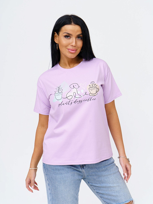 Футболка женская Смайл лаванда