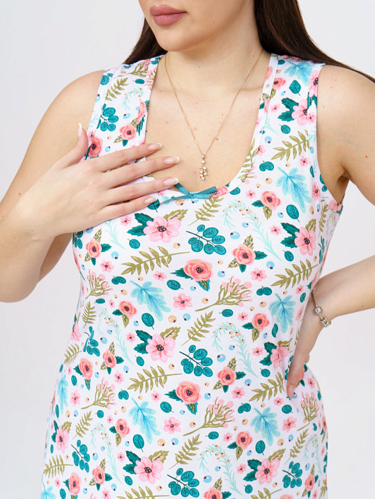 Ночная сорочка Бантик белый/цветы