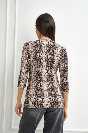 Лонгслив Флирт коричневый/питон