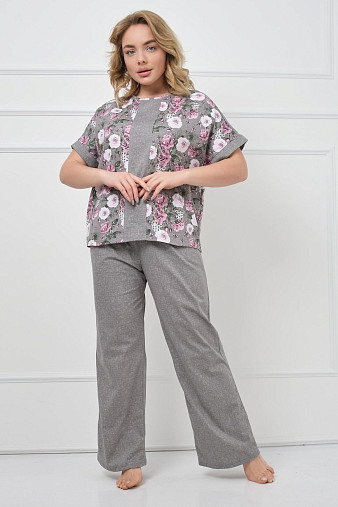 Костюм Моника серый/цветы