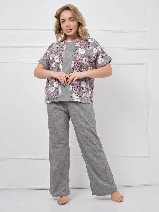 Костюм Моника серый/цветы