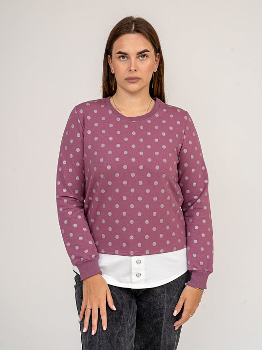 Толстовка женская Аврора лиловый/горох