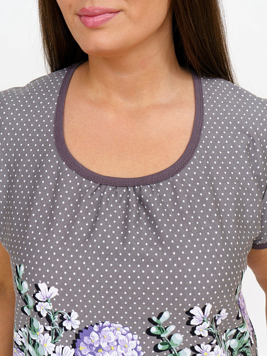 Футболка Сердечное тепло серый/цветы