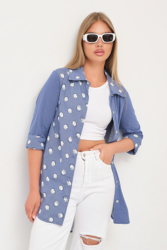 Рубашка Асимметрия джинс/горох