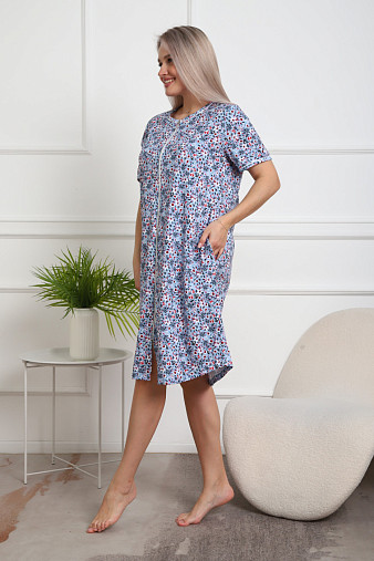 Халат Лотос набивка голубой/цветок