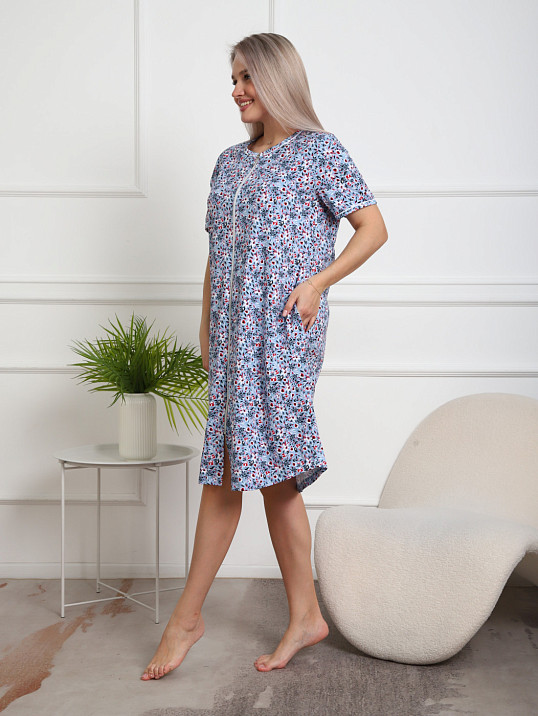 Халат Лотос набивка голубой/цветок