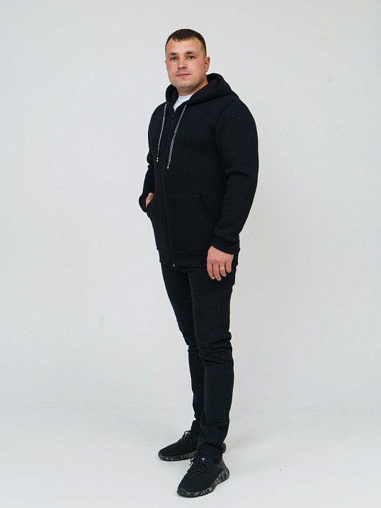 Толстовка мужская Степ без печати черная футер 3-х нитка