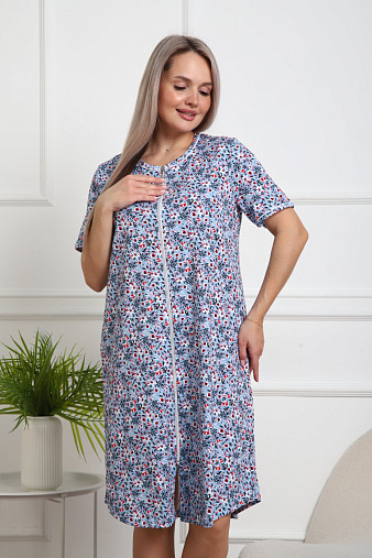 Халат Лотос набивка голубой/цветок