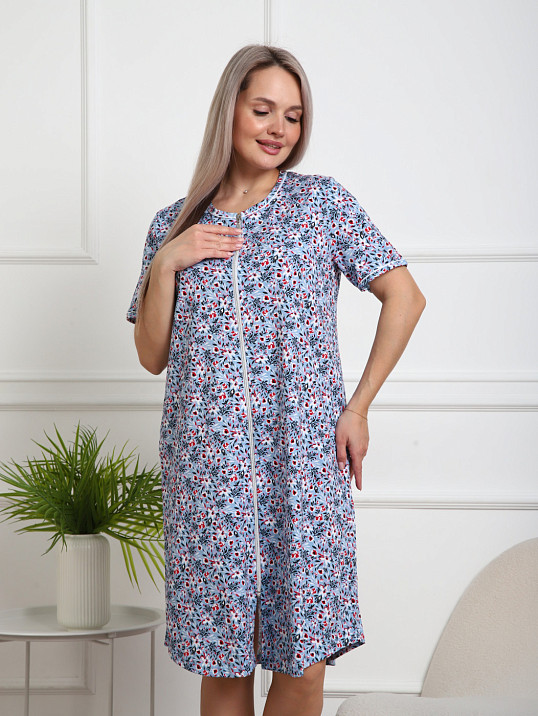 Халат Лотос набивка голубой/цветок