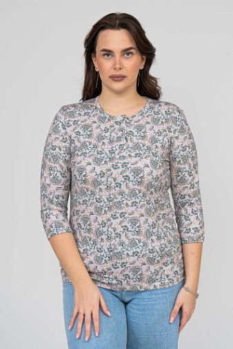Джемпер Планка рукав 3/4 бежевый/соцветие