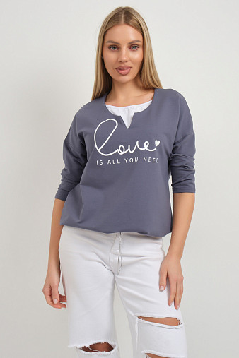 Свитшот женский Шрифт т.серый