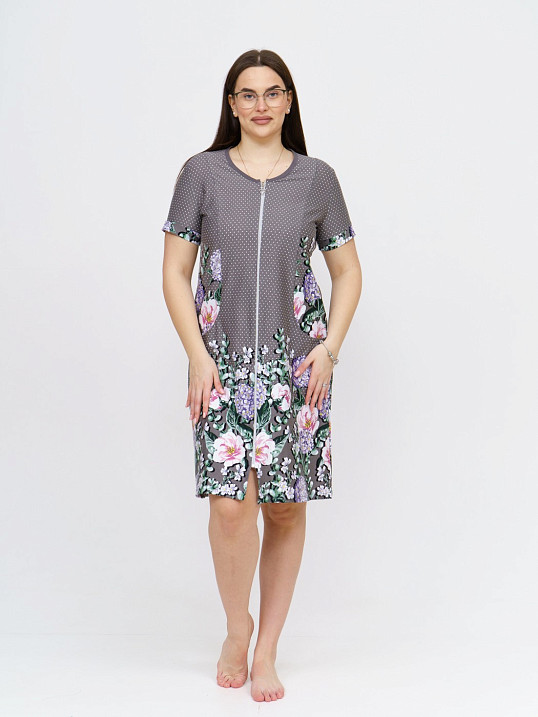 Халат Света купон серый/цветы