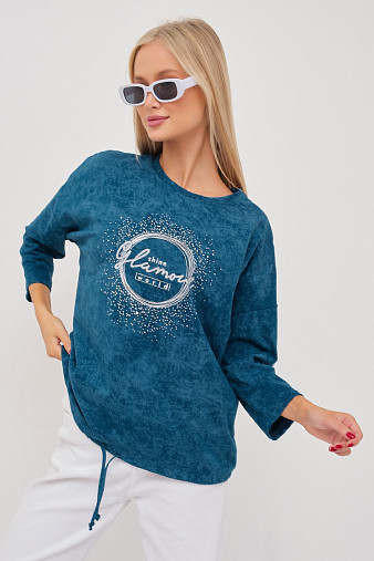 Лонгслив жен. Гламур варенка петроль