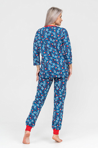 Пижама Уют синий/снегири