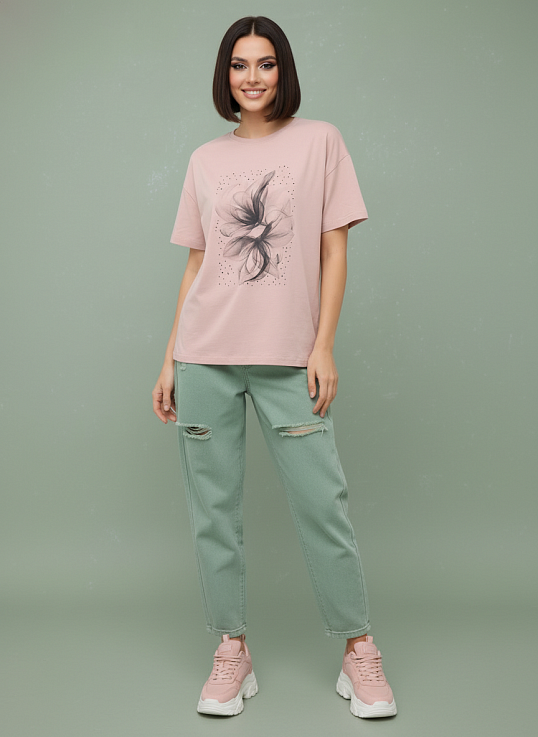 Футболка женская Жанет пудра