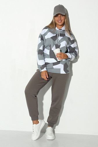 Костюм жен. Геометрия набивка 3-х нитка начес серый