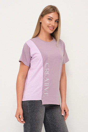 Футболка женская Креатив корица/лаванда