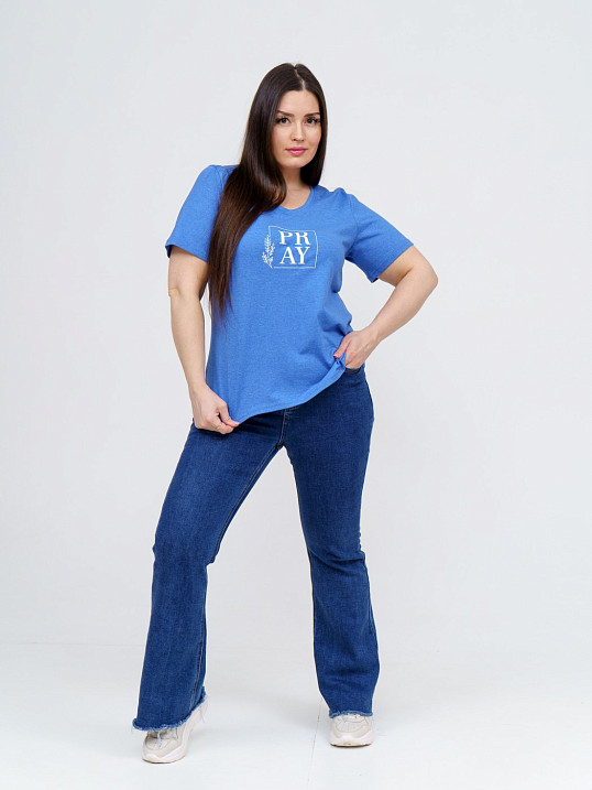 Футболка женская Ника индиго/меланж 