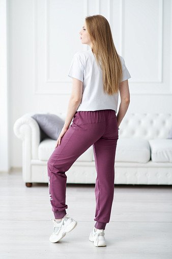 Брюки женские с печатью-2 манжет слива