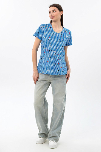 Футболка женская с карманами джинс/полоса