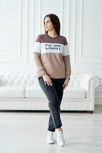 Толстовка женская Триада шоколад/беж