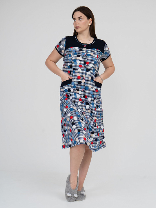 Халат Дыхание Лета синий/клетка