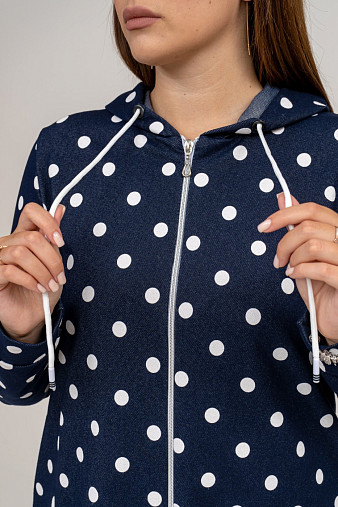 Толстовка женская Мираж футер т.синий/горох