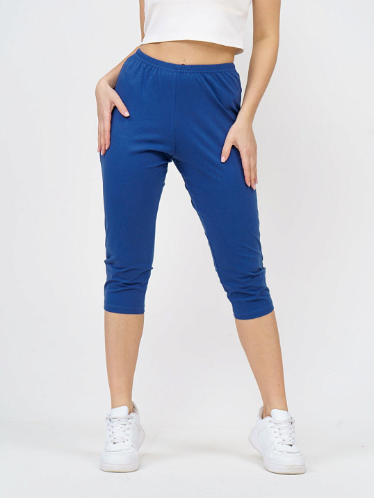 Бриджи кулирка с лайкрой однотонные индиго