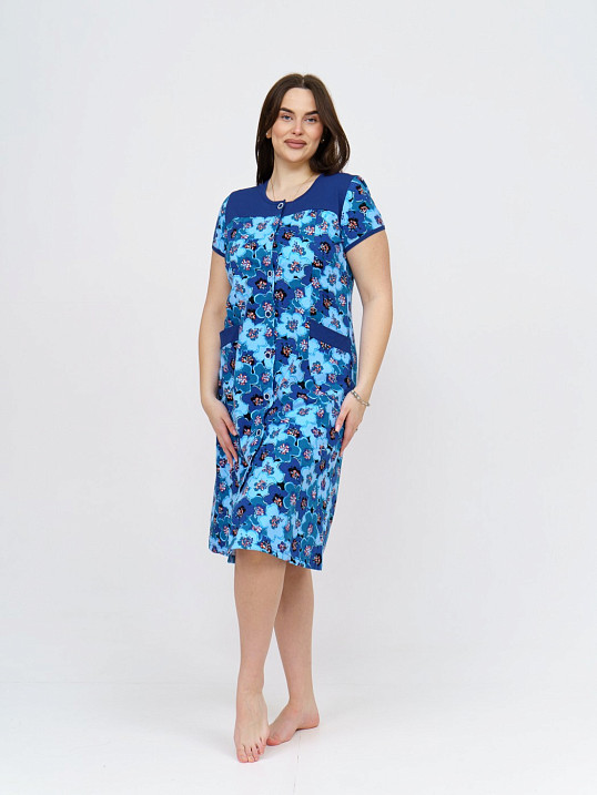 Халат Дыхание Лета петроль/цветы