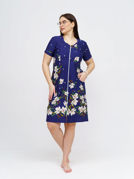 Халат Света купон синий/цветы