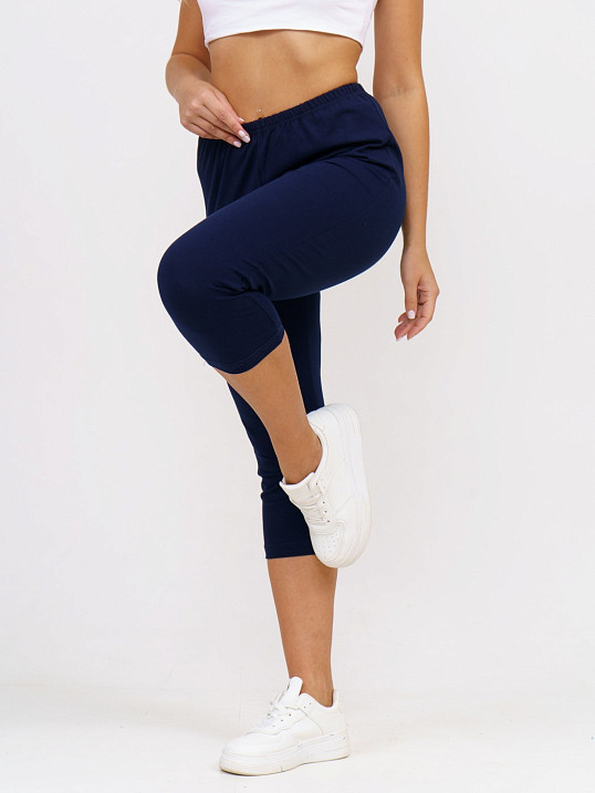 Бриджи кулирка с лайкрой однотонные синий