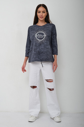 Лонгслив жен. Гламур варенка т.серый