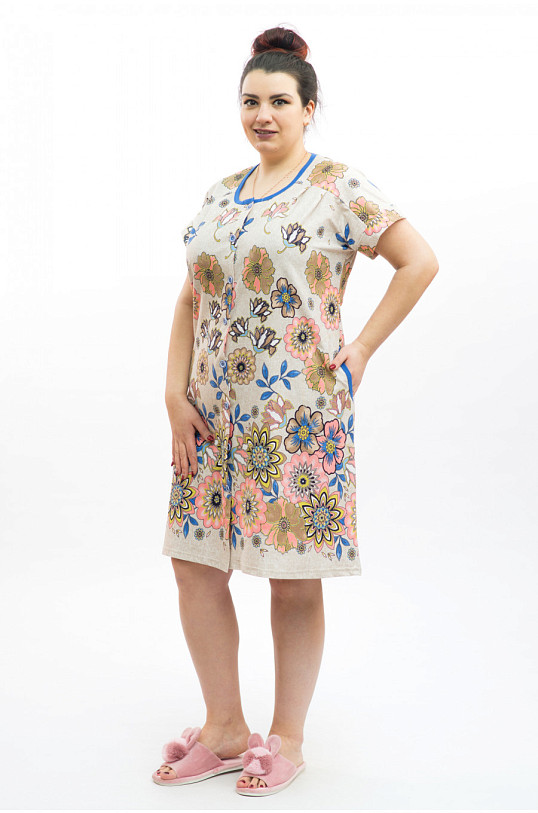 Халат Комфорт беж/цветы