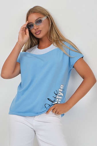 Футболка женская Чика голубой/св.голубой