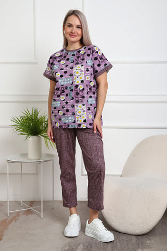 Костюм женский Линда лиловый/джинс ромашки